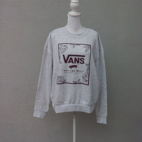 VANS Sweatshirt Unisex Med Gray Burgandy Crewneck Pullover Graphic California - Picture 5 of 5